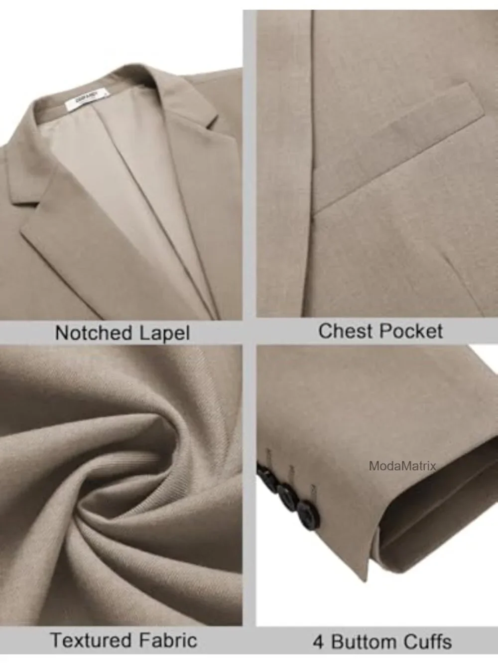 Mens Lightweight Polyester Sport Coat Blazer Two Button Business Casual
